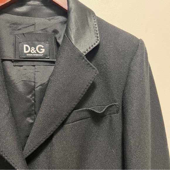 D&G Dolce & Gabbana Black Mohair Blend Trench Coat Size 46 - Picture 5 of 15